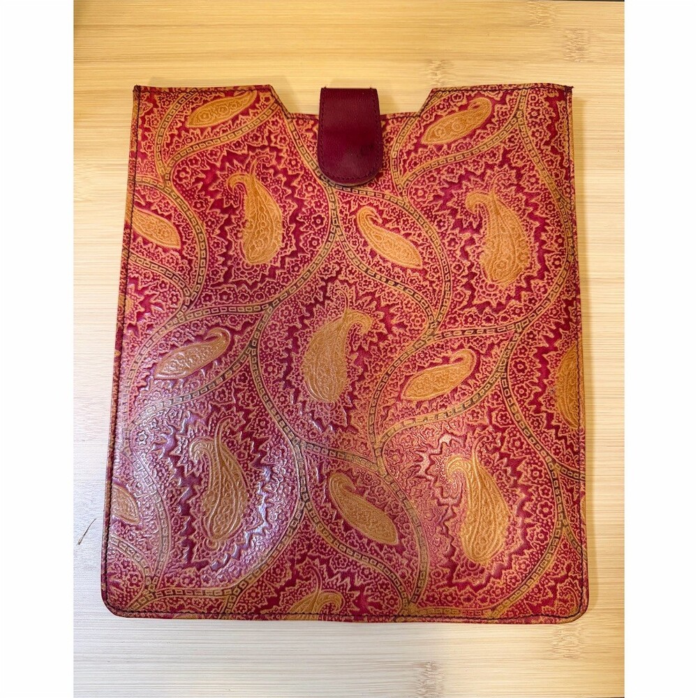 Burgundy Paisley Tablet Sleeve iPad Case Snap Tab Closure Slim Lightweight